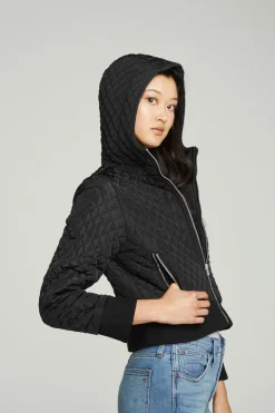 Chaser Brand Cropped Hooded Jacket With Rib Flash Sale