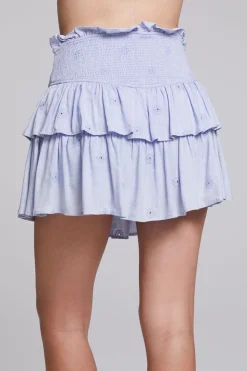 Chaser Brand Cruz Faded Denim Blue Mini Skirt Sale