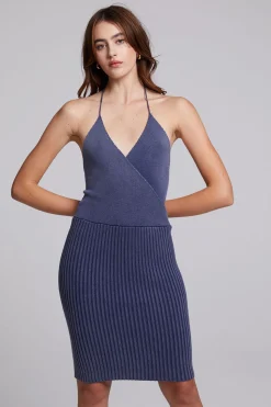 Chaser Brand Dahlia Washed Indigo Mini Dress Clearance