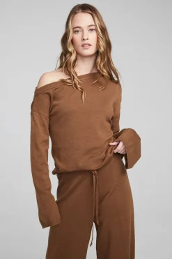 Chaser Brand Dani Deep Taupe Long Sleeve Discount