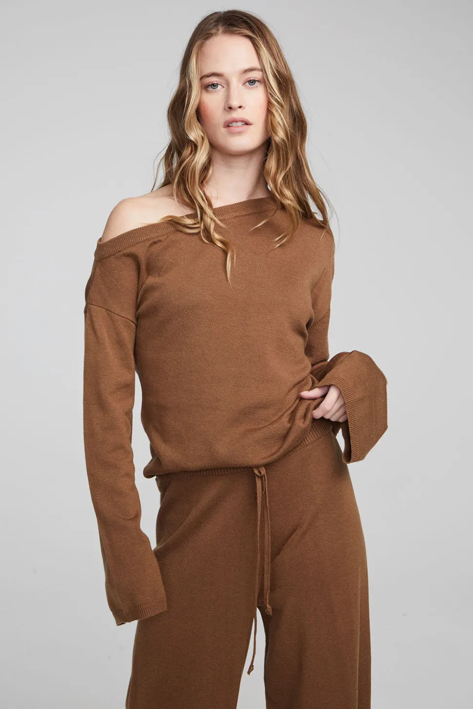 Chaser Brand Dani Deep Taupe Long Sleeve Discount