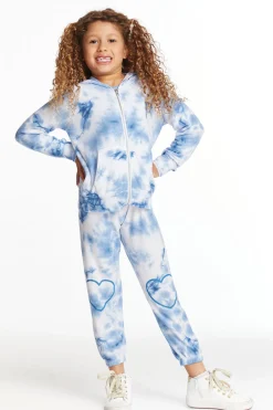 Chaser Brand Denim Tie Dye Heart Girls Cozy Knit Hoodie Online
