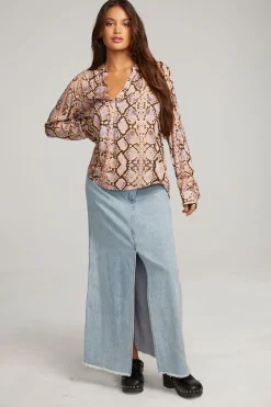 Chaser Brand Denver Python Print Blouse Flash Sale