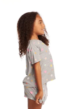 Chaser Brand Devin Embroidered Flowers Girls Tee Cheap