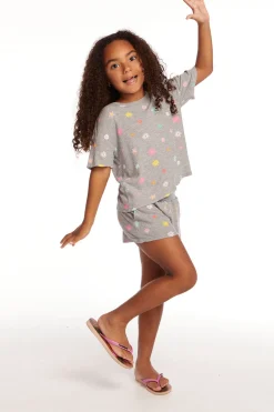 Chaser Brand Devin Embroidered Flowers Girls Tee Cheap