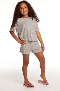 Chaser Brand Devin Embroidered Flowers Girls Tee Cheap