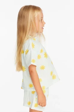 Chaser Brand Devin Powder Blue Daisy Girls Tee Clearance