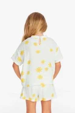 Chaser Brand Devin Powder Blue Daisy Girls Tee Clearance