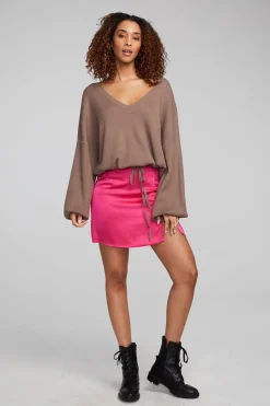 Chaser Brand Diamond Deep Taupe Long Sleeve New