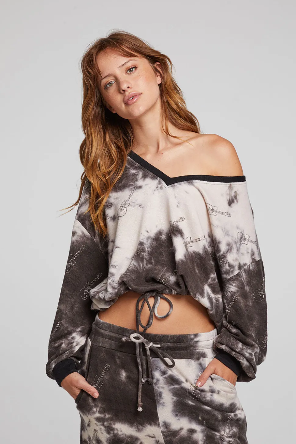 Chaser Brand Diamond Rock Cropped Pullover Best Sale