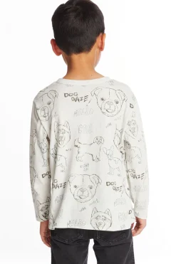 Chaser Brand Dog Sketchpad Boys Charity Long Sleeve Crew Neck Tee Sale