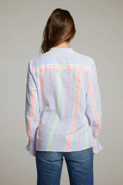 Chaser Brand Dolphin South West Beach Stripe Button Down Cheap