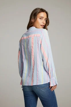 Chaser Brand Dolphin South West Beach Stripe Button Down Cheap