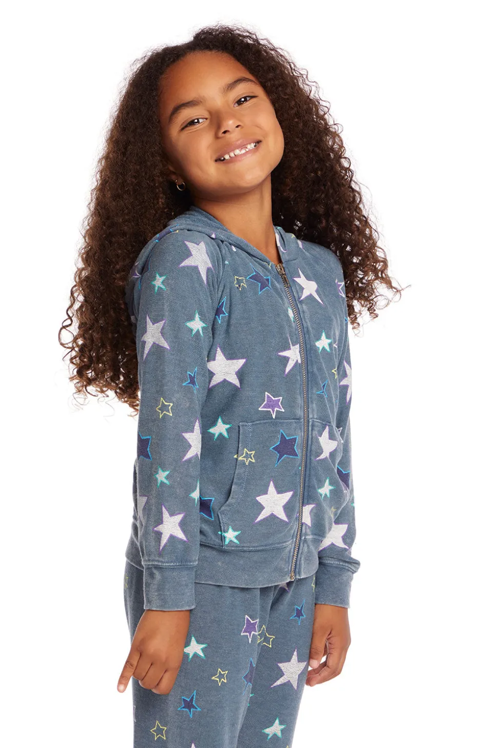 Chaser Brand Embroidery Stars Girls Zip-up Hoodie New