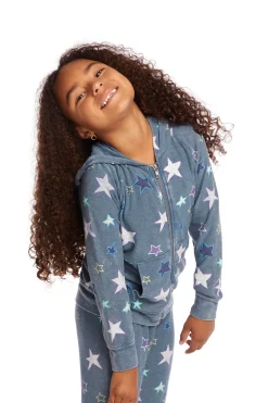Chaser Brand Embroidery Stars Girls Zip-up Hoodie New