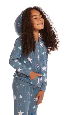 Chaser Brand Embroidery Stars Girls Zip-up Hoodie New