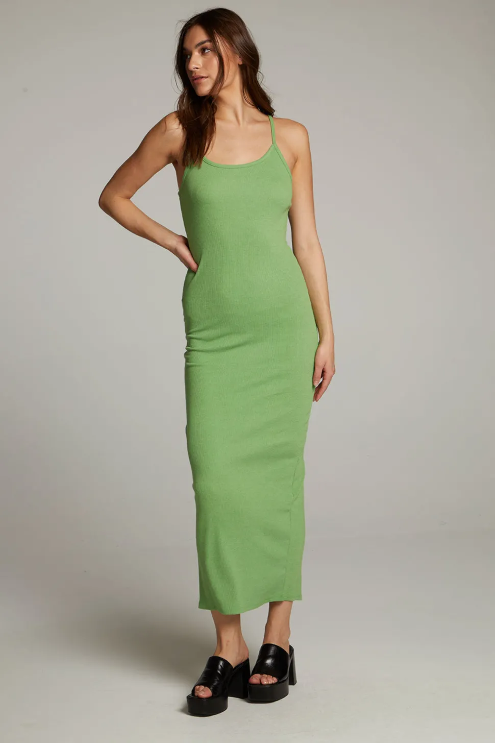 Chaser Brand Emma Piquant Green Maxi Dress Best Sale