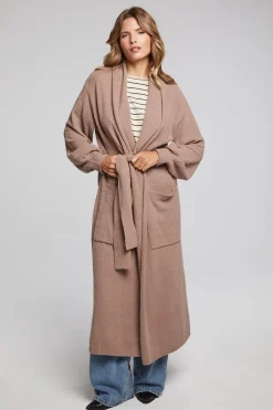 Chaser Brand Evee Warm Taupe Maxi Cardigan Flash Sale