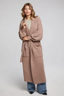 Chaser Brand Evee Warm Taupe Maxi Cardigan Flash Sale
