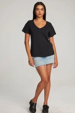 Chaser Brand Everyday Essential Black V-neck Tee Cheap