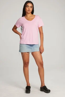 Chaser Brand Everyday Essential Pastel Lavender V-neck Tee Cheap