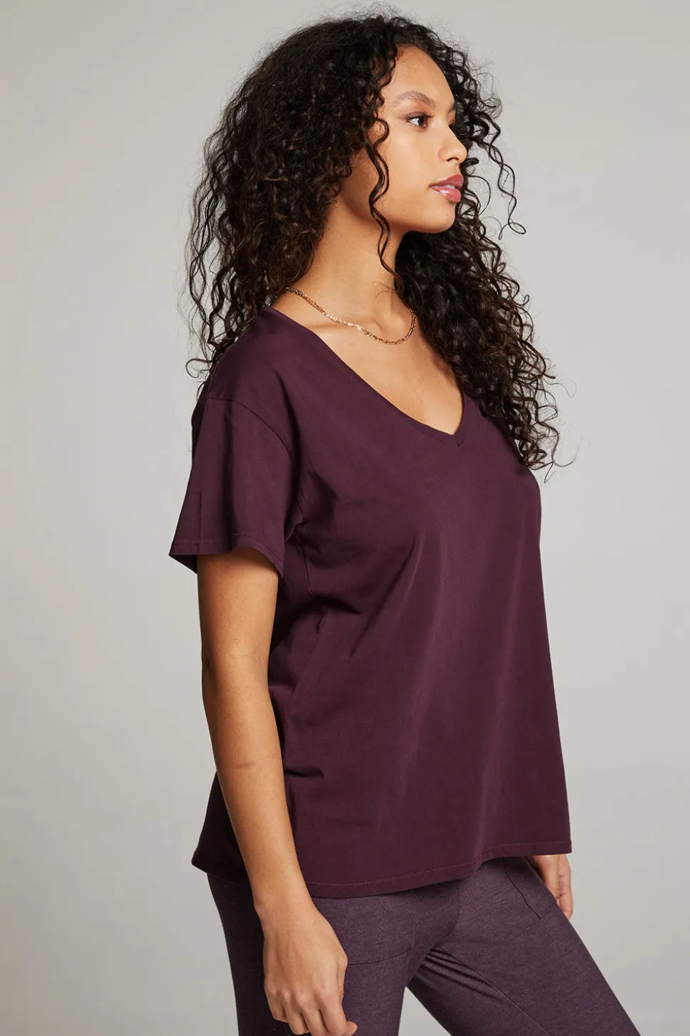 Chaser Brand Everyday Essential Plum Perfect V Neck Tee Shop