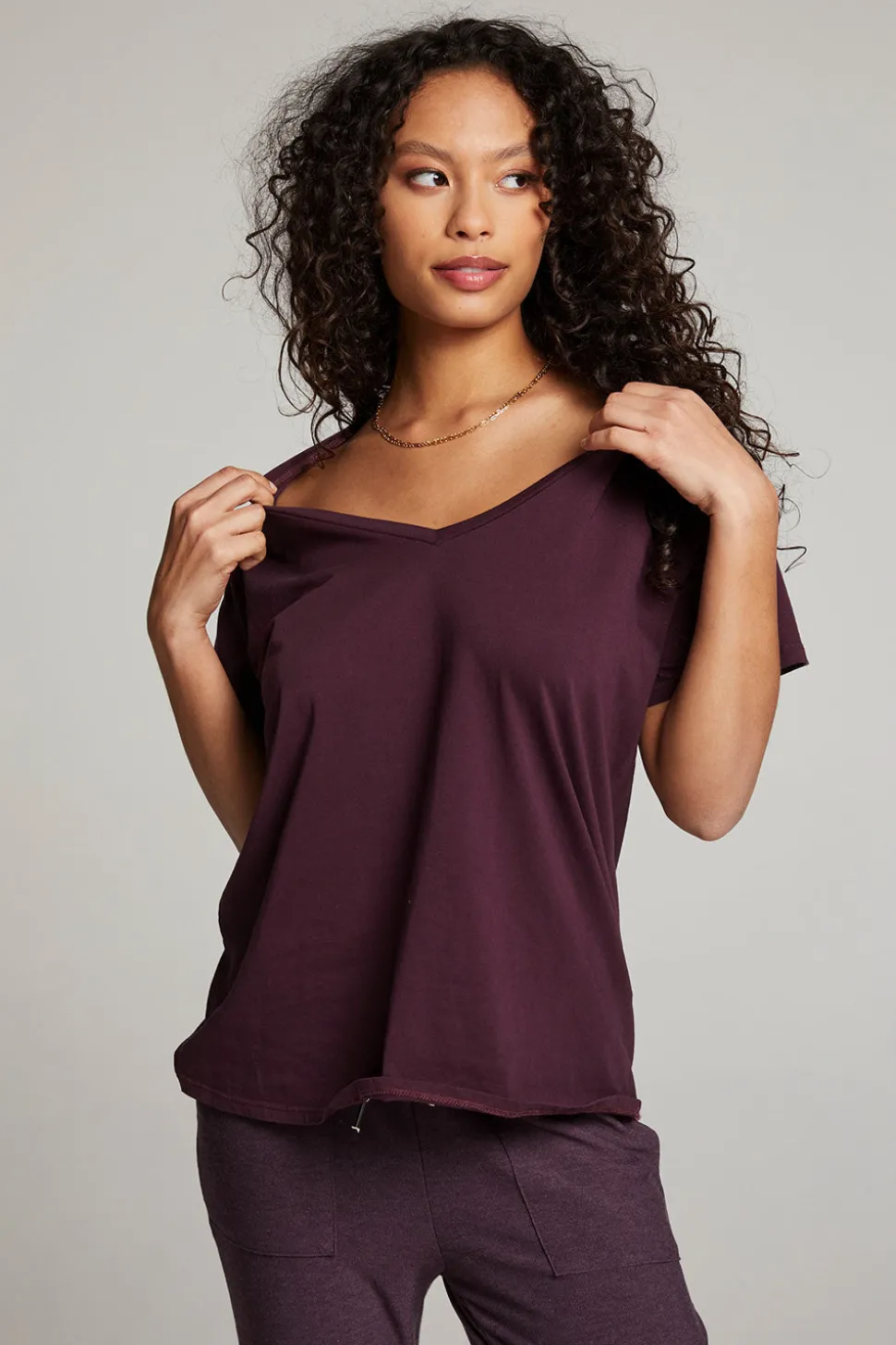 Chaser Brand Everyday Essential Plum Perfect V Neck Tee Shop