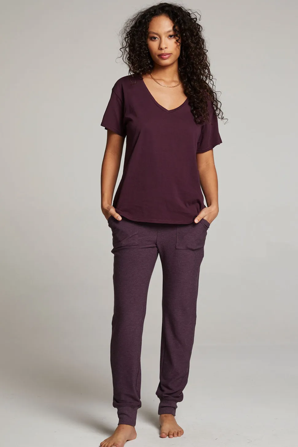 Chaser Brand Everyday Essential Plum Perfect V Neck Tee Shop