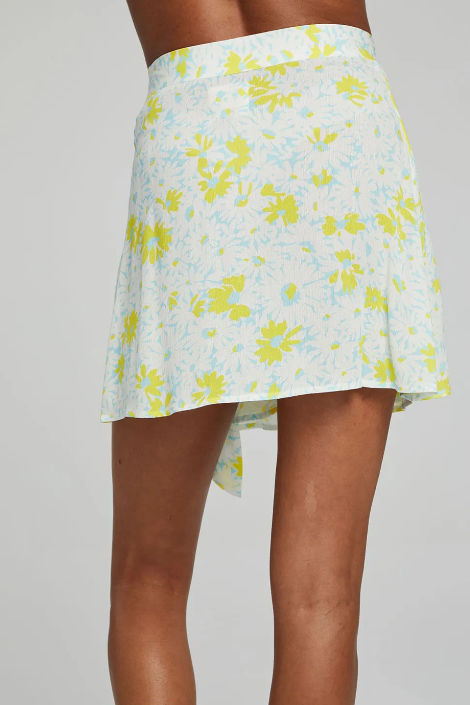 Chaser Brand Fleet Wrap Mini Skirt - Baby Blue Daisy Floral Fashion