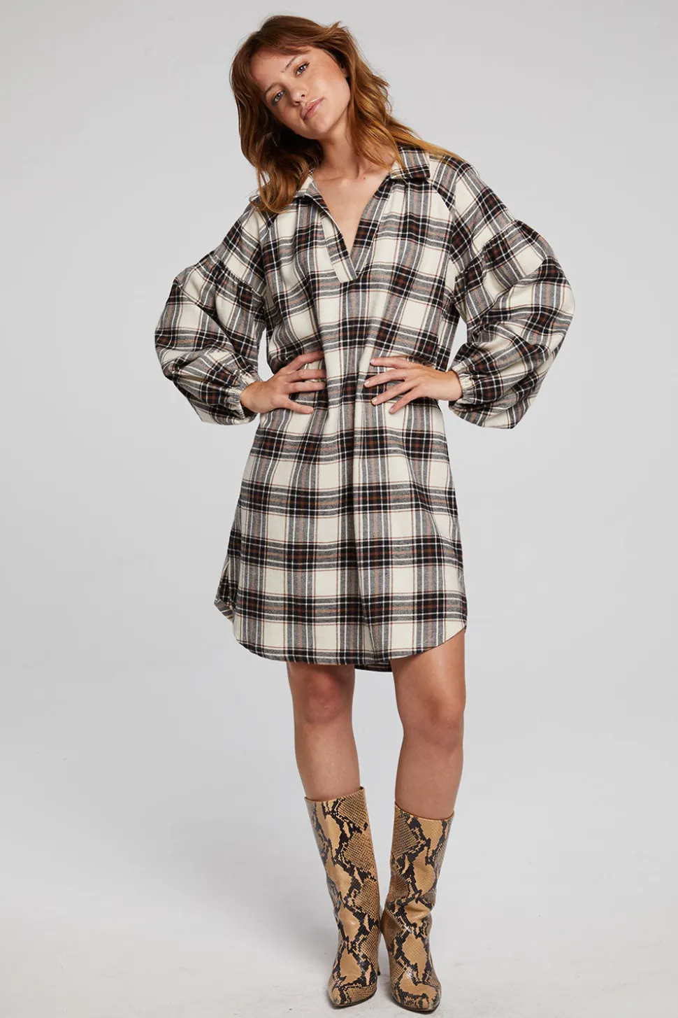 Chaser Brand Folk Americana Plaid Mini Dress Shop