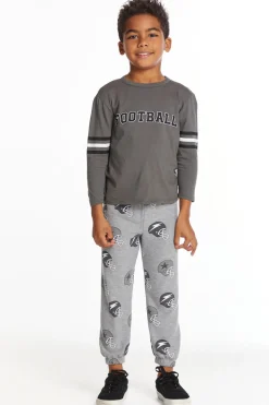 Chaser Brand Football Stripes Boys Long Sleeve Crew Neck Tee Flash Sale