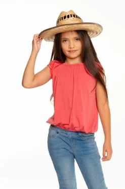 Chaser Brand Girls Recycled Vintage Jersey Shirred Short Sleeve Off Shoulder Discount