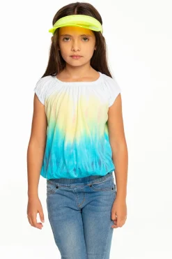 Chaser Brand Girls Recycled Vintage Jersey Shirred Short Sleeve Off Shoulder Fashion