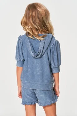 Chaser Brand Girls RPET Cozy Knit 3/4 Puff Sleeve Hoodie New