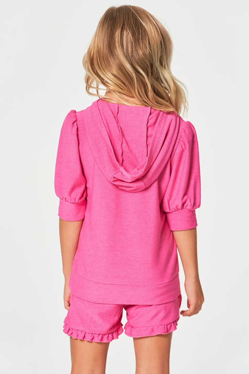 Chaser Brand Girls RPET Cozy Knit 3/4 Puff Sleeve Hoodie Hot