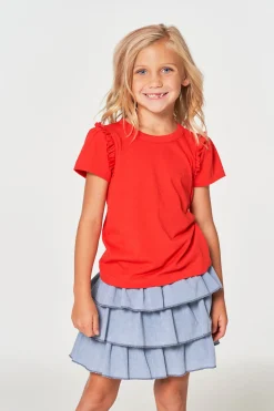Chaser Brand Girls RPET Vintage Jersey Ruffle Puff Sleeve Tee Best