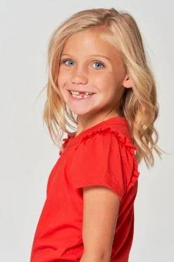 Chaser Brand Girls RPET Vintage Jersey Ruffle Puff Sleeve Tee Best