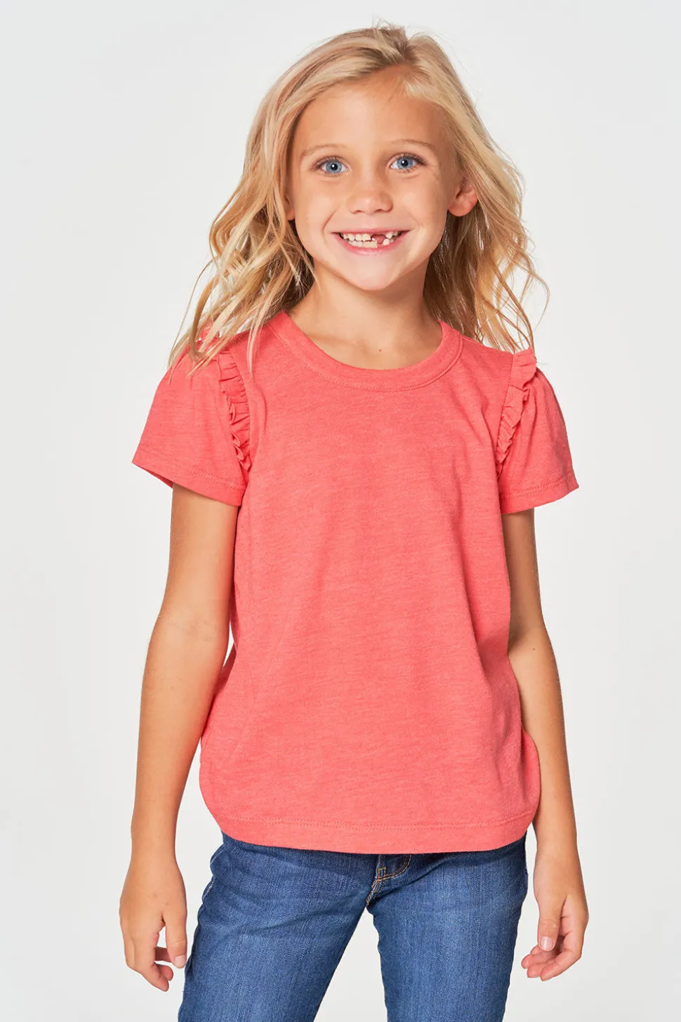 Chaser Brand Girls RPET Vintage Jersey Ruffle Puff Sleeve Tee Sale