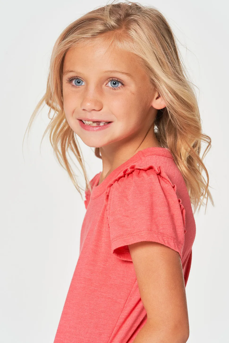 Chaser Brand Girls RPET Vintage Jersey Ruffle Puff Sleeve Tee Sale
