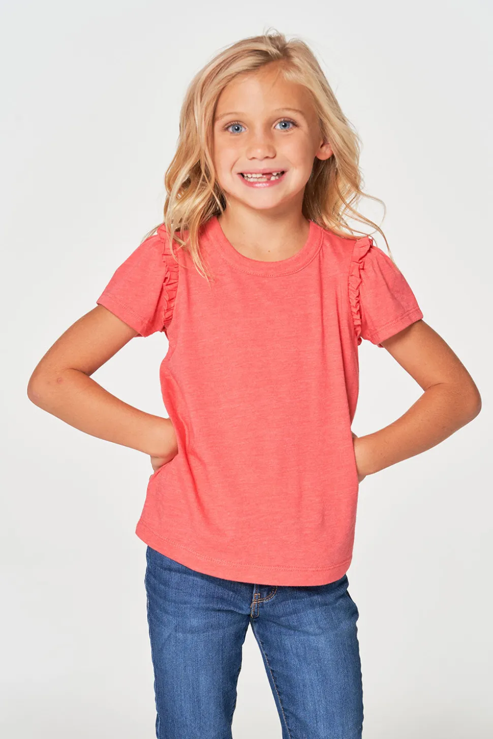 Chaser Brand Girls RPET Vintage Jersey Ruffle Puff Sleeve Tee Sale