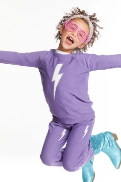 Chaser Brand Glitter Bolt Girls Raglan Pullover Flash Sale