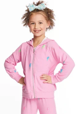 Chaser Brand Glitter Bolts Girls Zipup Hoodie Store