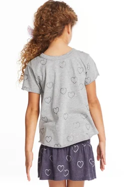 Chaser Brand Glitter Hearts Girls Crew Neck Tee Shop
