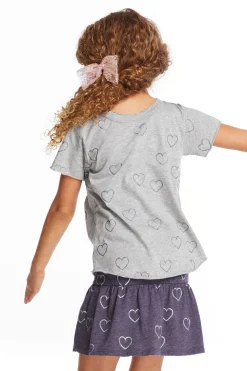Chaser Brand Glitter Hearts Girls Crew Neck Tee Shop