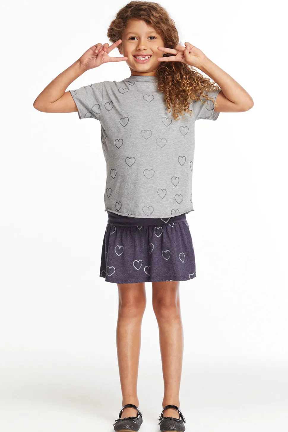 Chaser Brand Glitter Hearts Girls Peplum Skirt Fashion