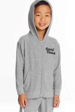 Chaser Brand Good Times Boys Long Sleeve Zip Up Hoodie Fashion