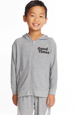 Chaser Brand Good Times Boys Long Sleeve Zip Up Hoodie Fashion