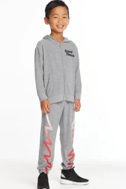 Chaser Brand Good Times Boys Long Sleeve Zip Up Hoodie Fashion