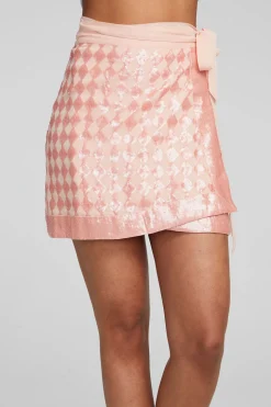 Chaser Brand Gramercy Wrap Skirt Embellished Check Cheap