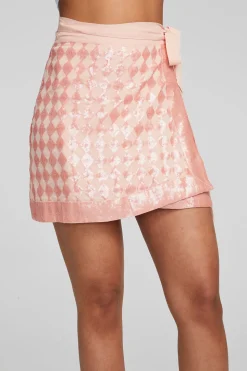 Chaser Brand Gramercy Wrap Skirt Embellished Check Cheap